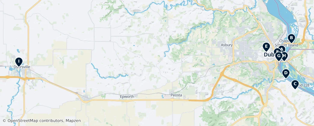 Map of Contea di Dubuque