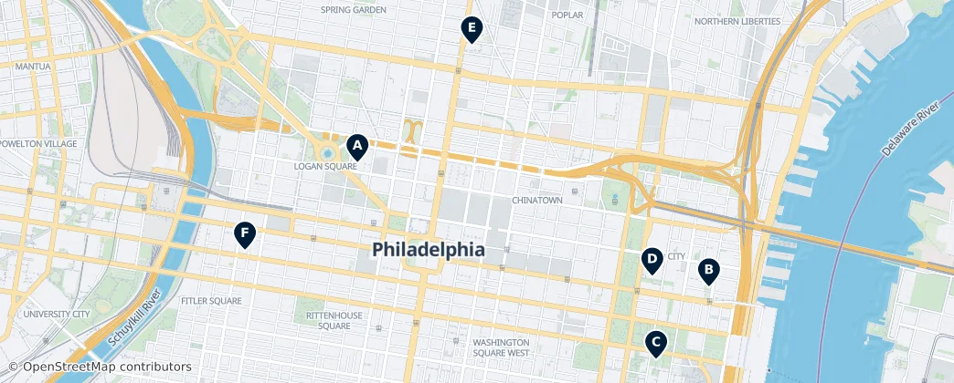 Map of Contea di Filadelfia