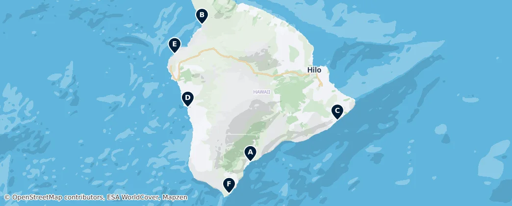 Map of Contea di Hawaii