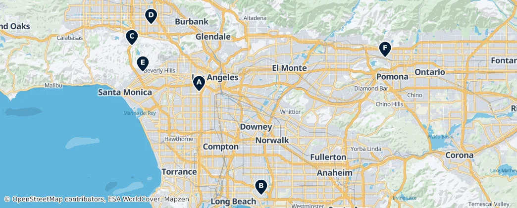 Map of Contea di Los Angeles