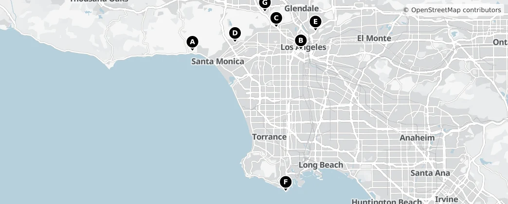 Map of Contea di Los Angeles
