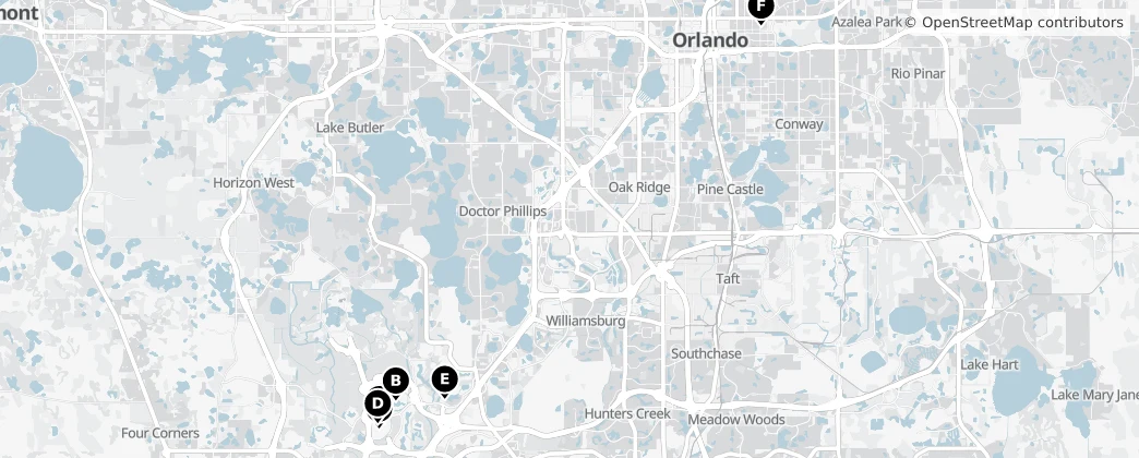 Map of Contea di Orange