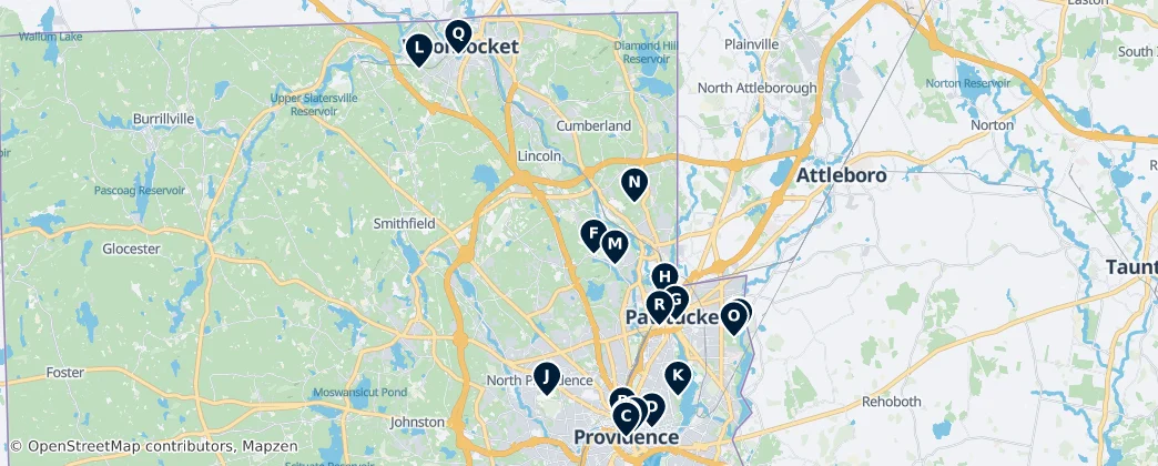 Map of Contea di Providence