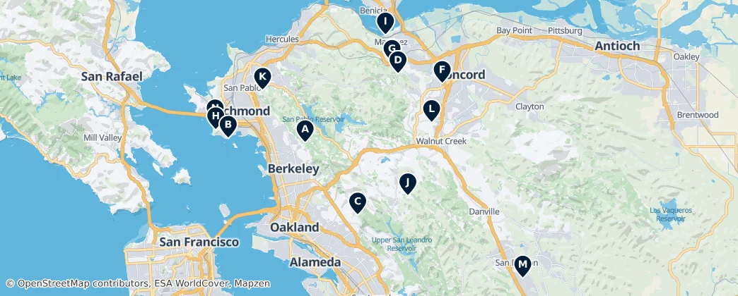 Map of Contea di Contra Costa