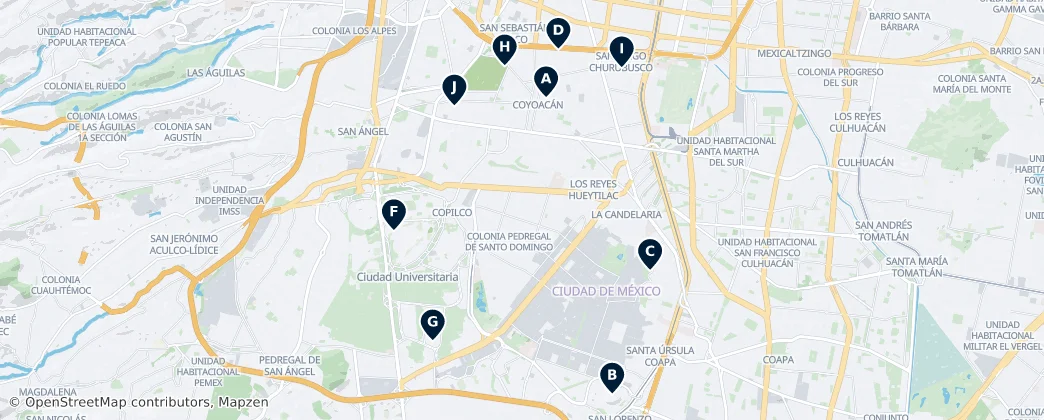 Map of Delegazione Coyoacán