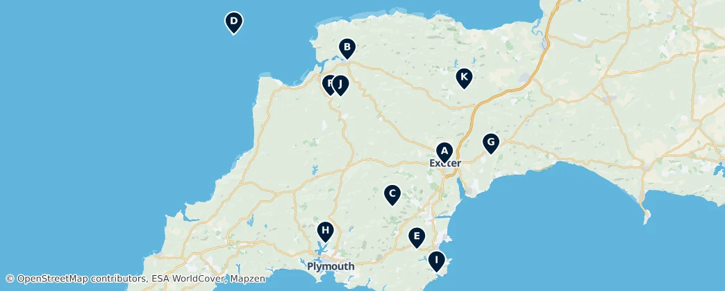 Map of Devon