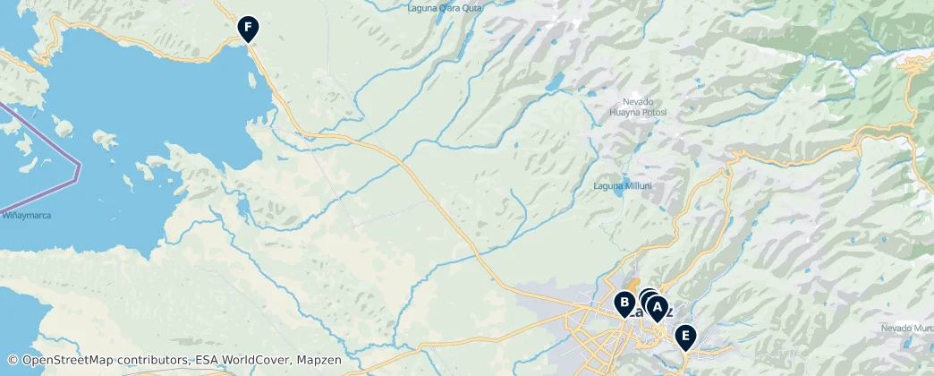 Map of Dipartimento di La Paz
