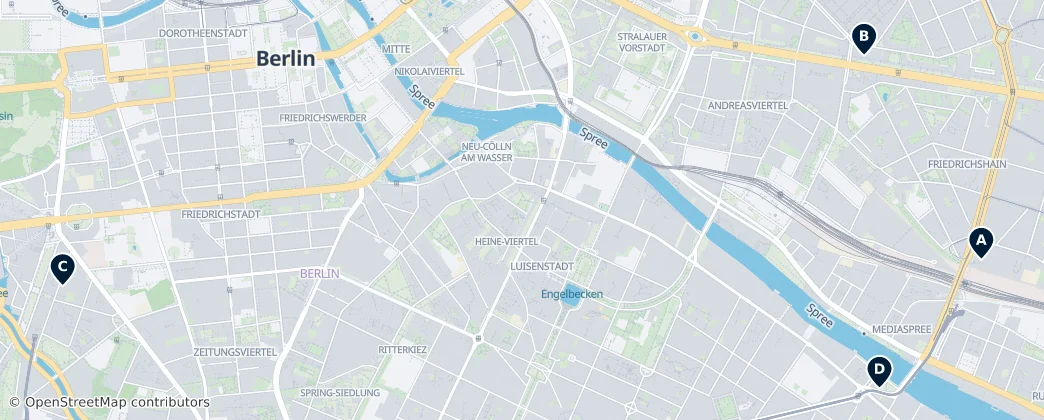 Map of Distretto di Friedrichshain-Kreuzberg