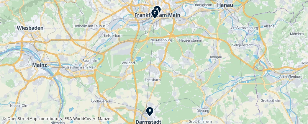 Map of Distretto governativo di Darmstadt