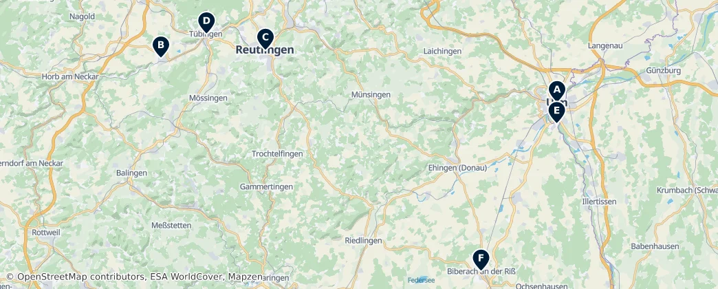 Map of Distretto governativo di Tubinga