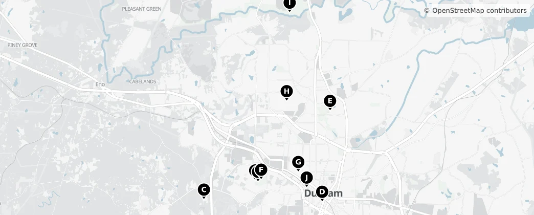 Map of Contea di Durham