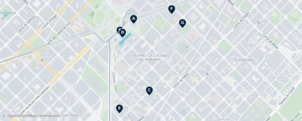 Map of El Parc i la Llacuna del Poblenou