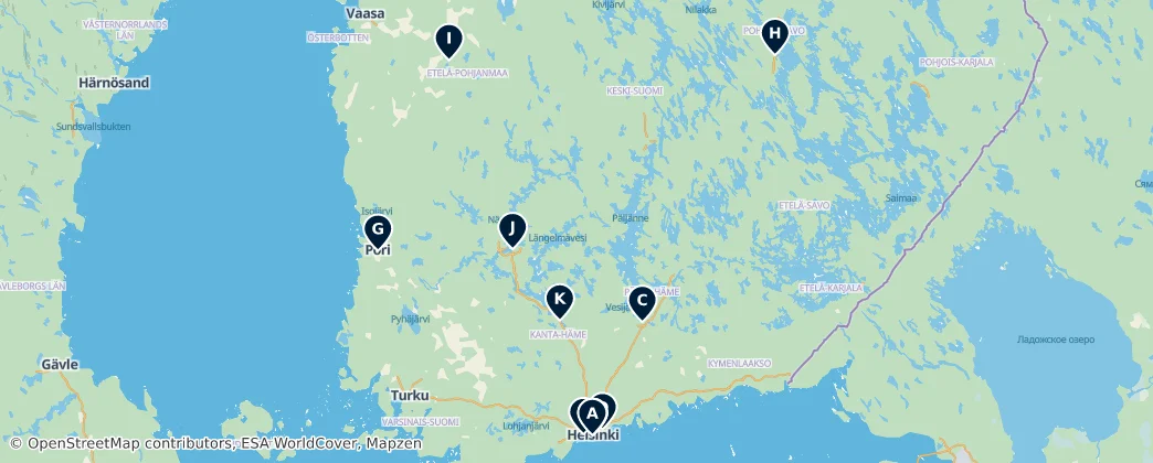 Map of Finlandia