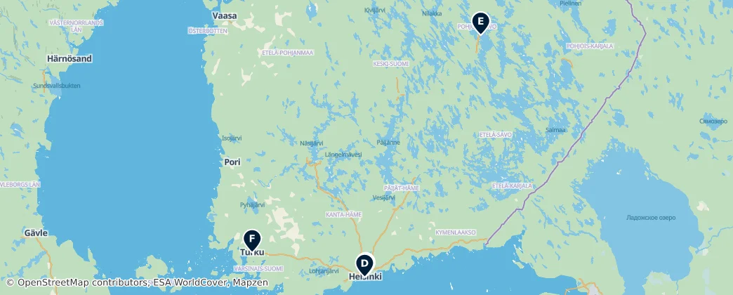 Map of Finlandia
