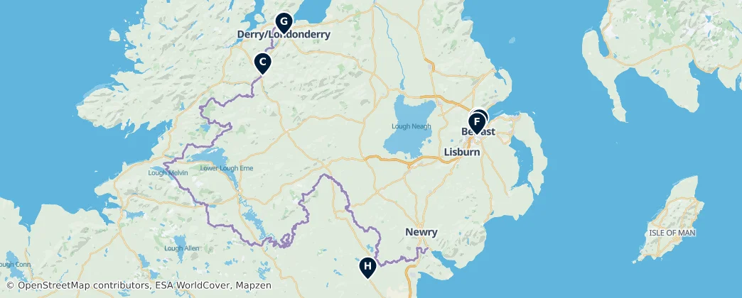 Map of Irlanda del Nord