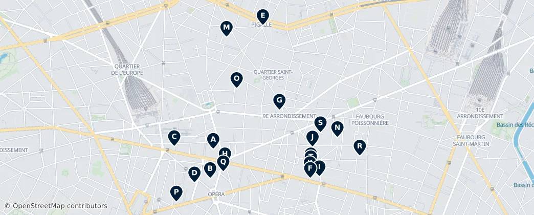 Map of IX arrondissement di Parigi