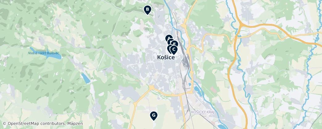 Map of Košice