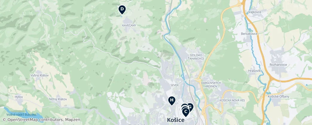 Map of Košice