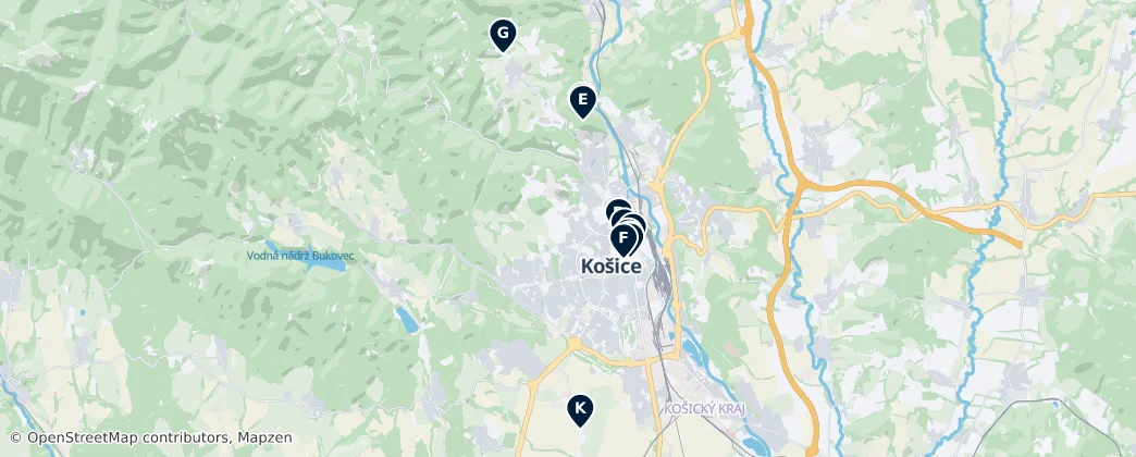 Map of Košice