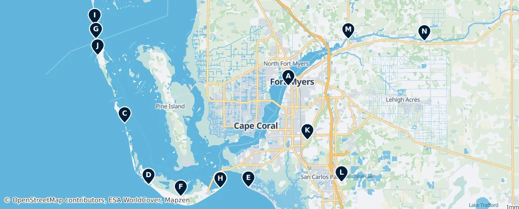 Map of Contea di Lee