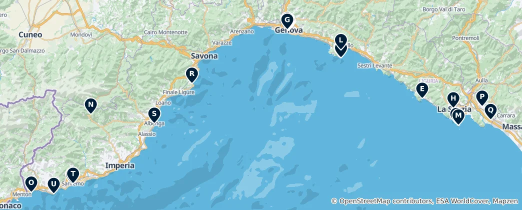 Map of Liguria