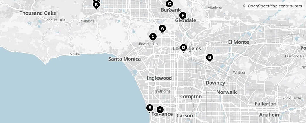 Map of Contea di Los Angeles