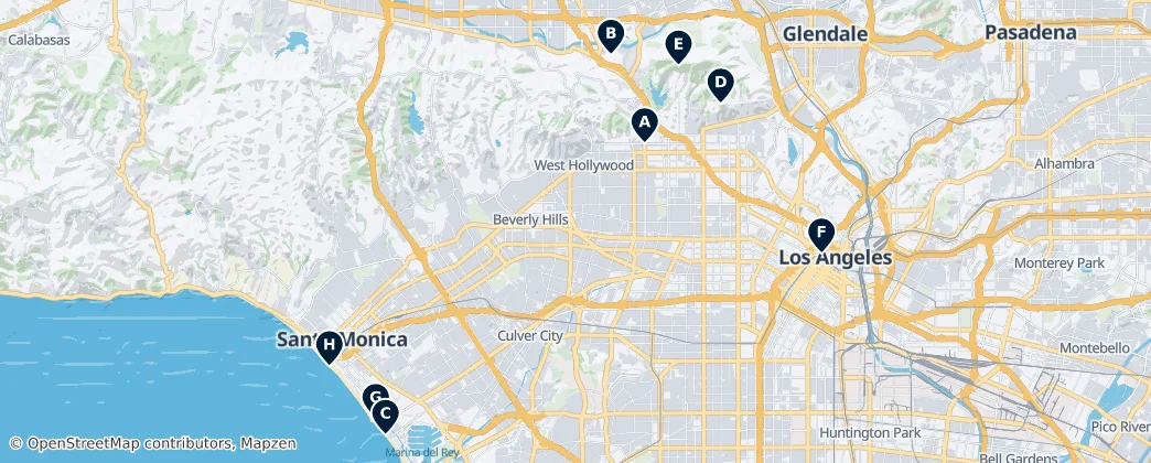 Map of Contea di Los Angeles