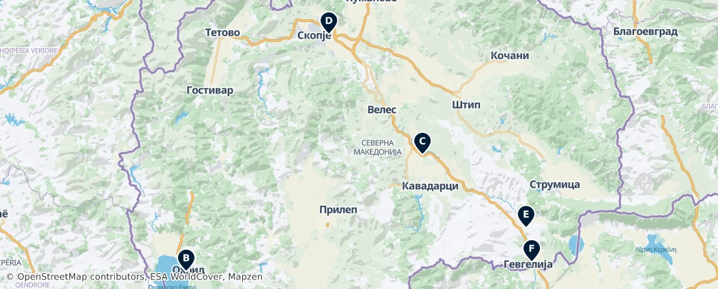 Map of Macedonia del Nord