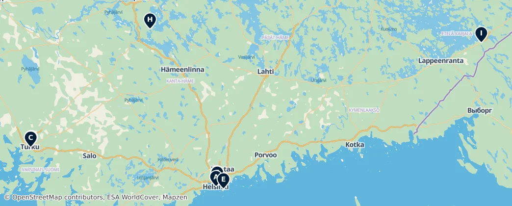 Map of Mainland Finland