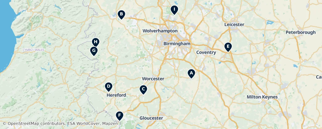 Map of Midlands Occidentali