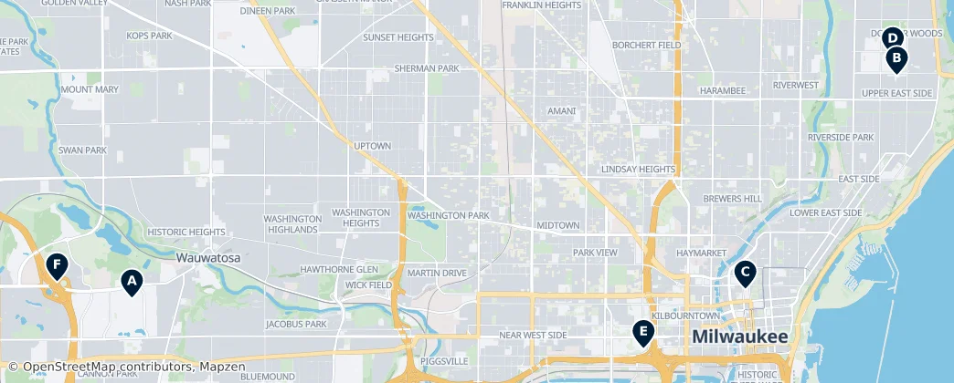 Map of Contea di Milwaukee