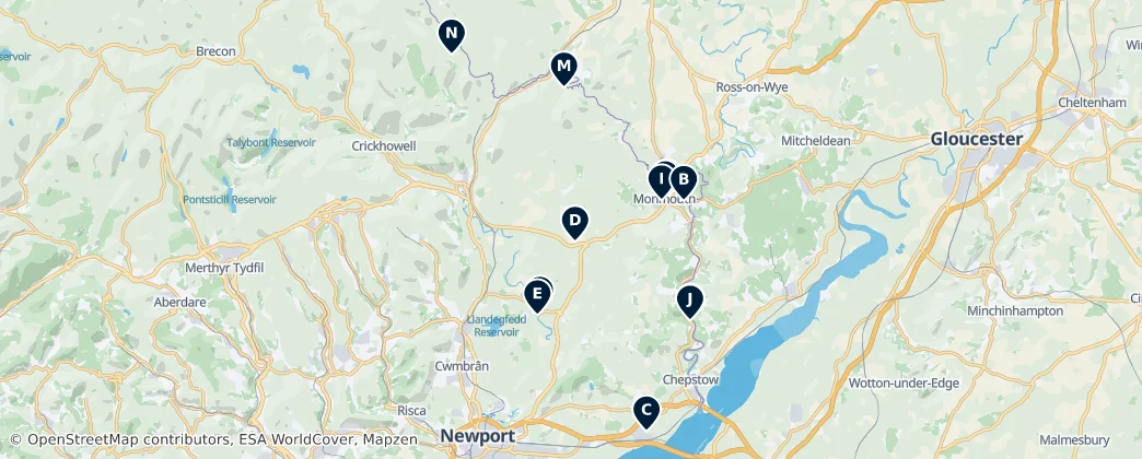 Map of Monmouthshire