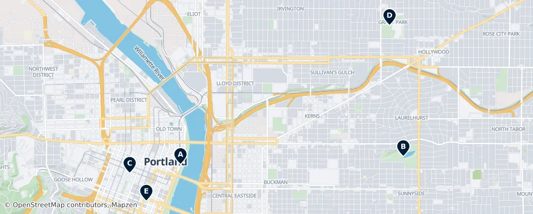 Map of Contea di Multnomah