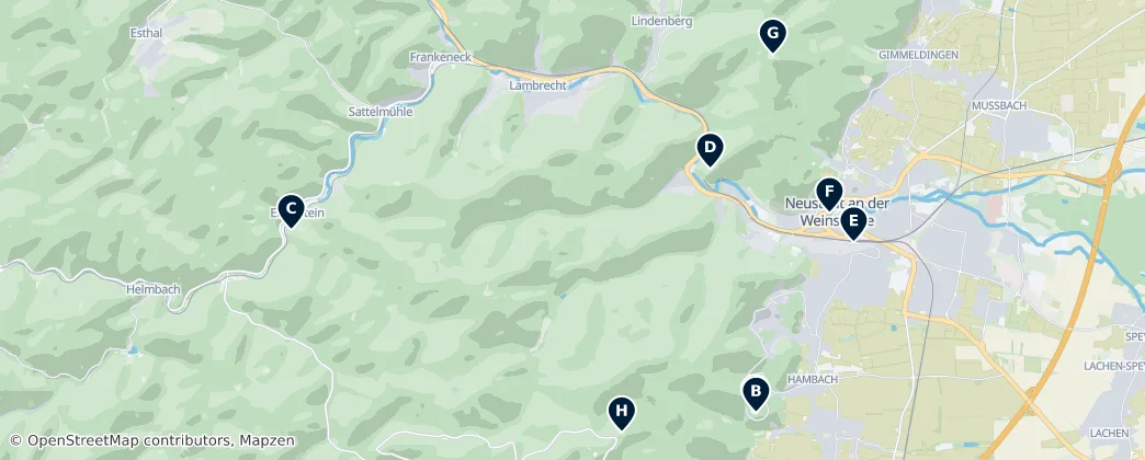 Map of Neustadt an der Weinstraße