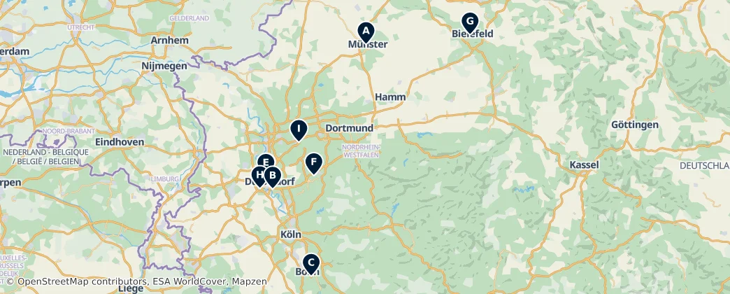 Map of Nord Reno-Westfalia