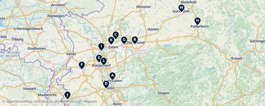 Map of Nord Reno-Westfalia