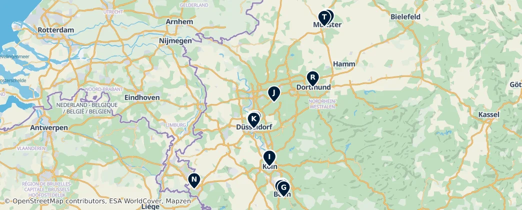 Map of Nord Reno-Westfalia
