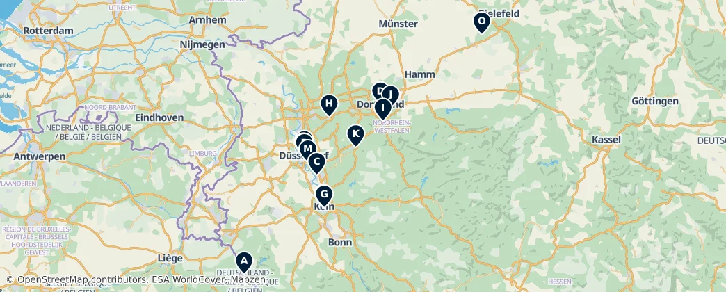 Map of Nord Reno-Westfalia