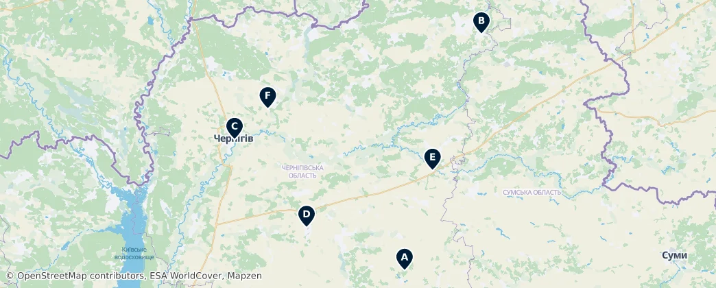 Map of Oblast' di Černihiv