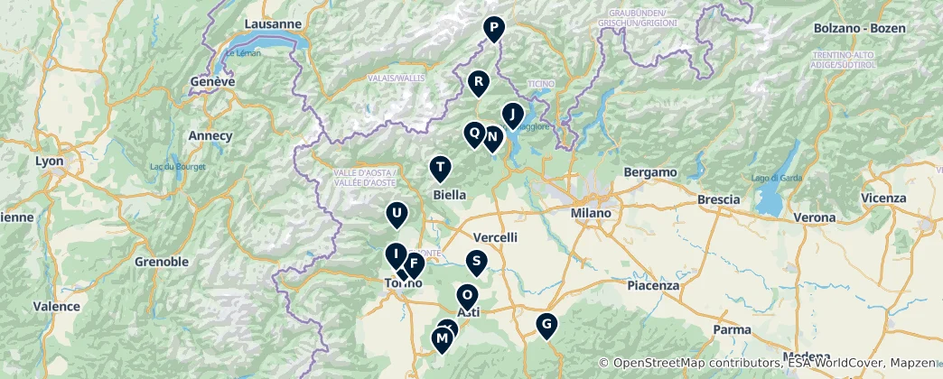 Map of Piemonte