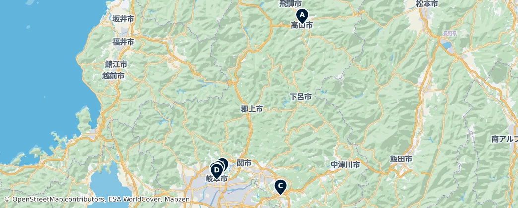 Map of Prefettura di Gifu