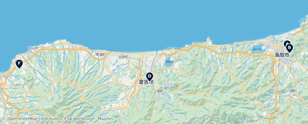 Map of Prefettura di Tottori