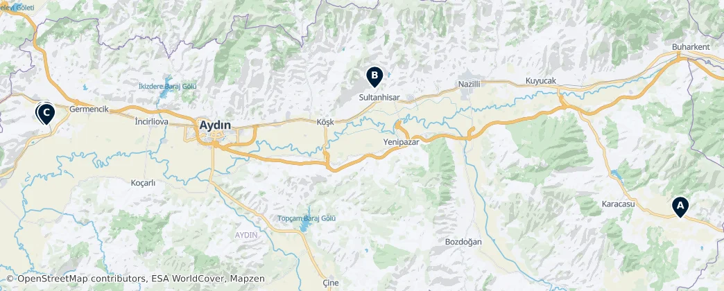 Map of Provincia di Aydın