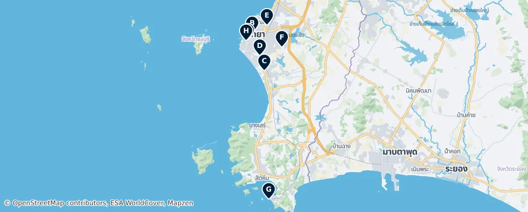 Map of Provincia di Chonburi