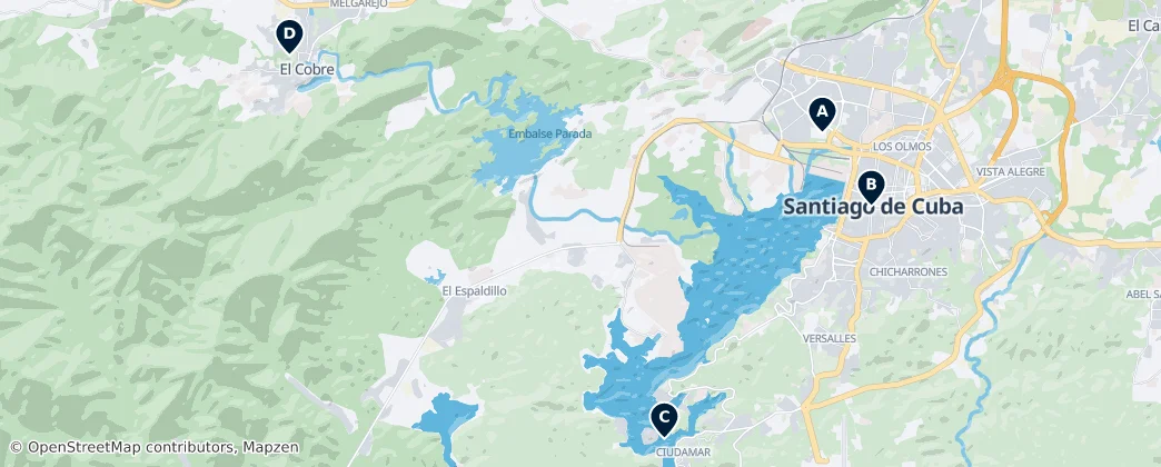 Map of Santiago di Cuba