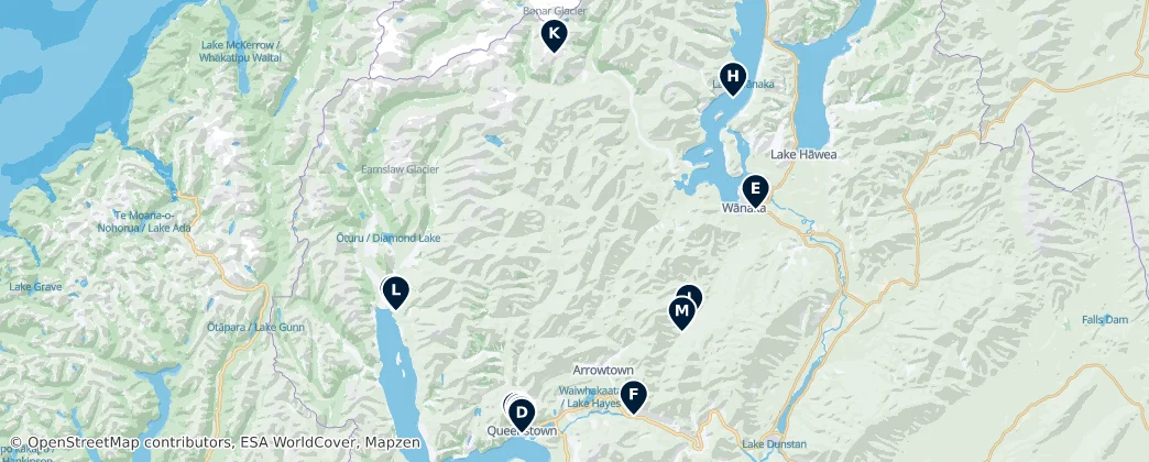 Map of Queenstown-Lakes District
