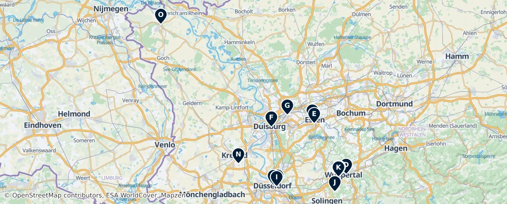 Map of Distretto governativo di Düsseldorf