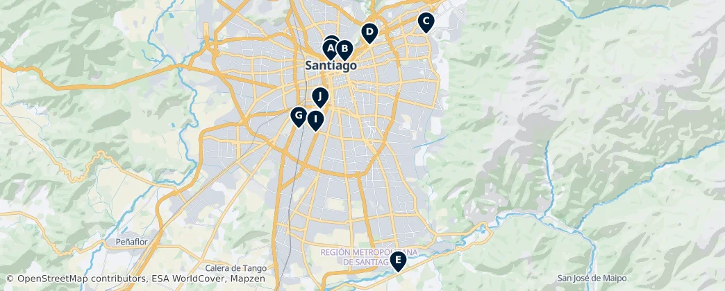 Map of Regione Metropolitana di Santiago