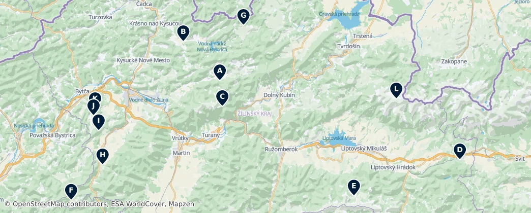 Map of Regione di Žilina