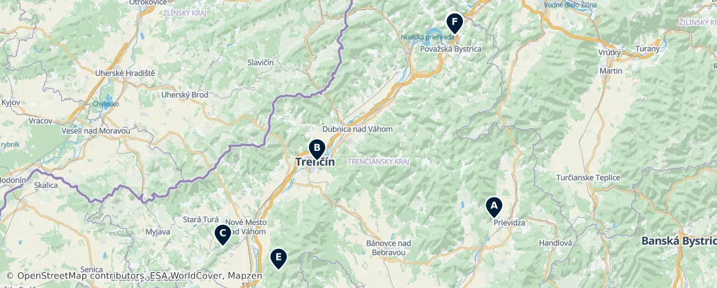 Map of Regione di Trenčín